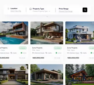 real estate website displaying property listings
