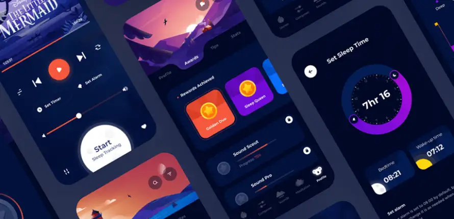 colorful and visually engaging sleep tracking app interface