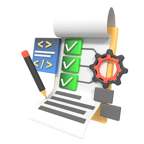 3D illustration of a checklist with checkmarks