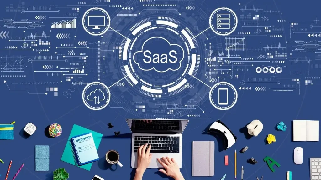 An image depicting SaaS as the future of business, showcasing digital tools